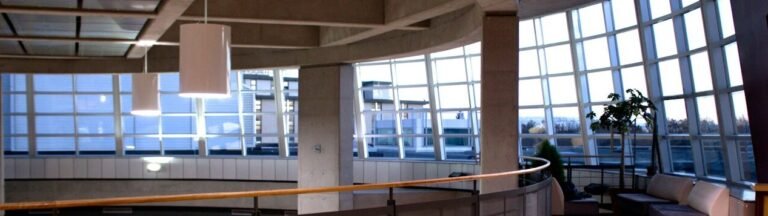 a large room with a lot of windows in it